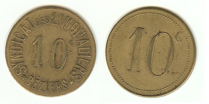 Beziers(Hérault) 10 Cent(Brass) ND EF+